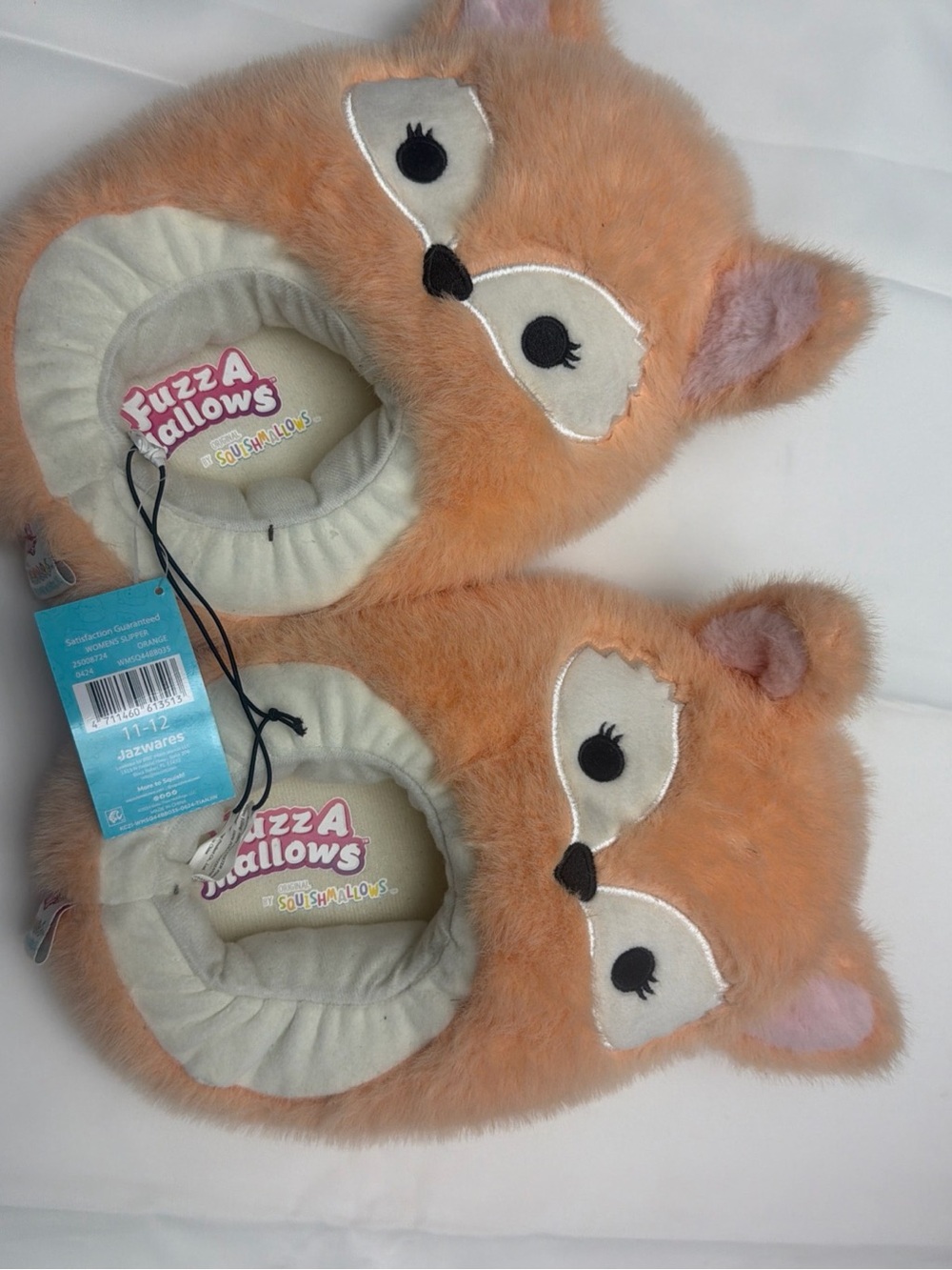 Squishmallows FuzzAMallows Fox Kids Slip-On Faux Fur Slippers s 11-12